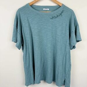 Maurices Womens Plus Size 1X Teal Blue Michigan Graphic T Shirt Tee